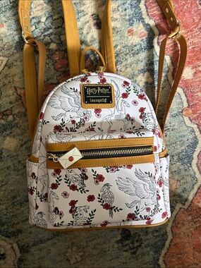 Loungefly White Floral & Mustard Harry Potter Backpack